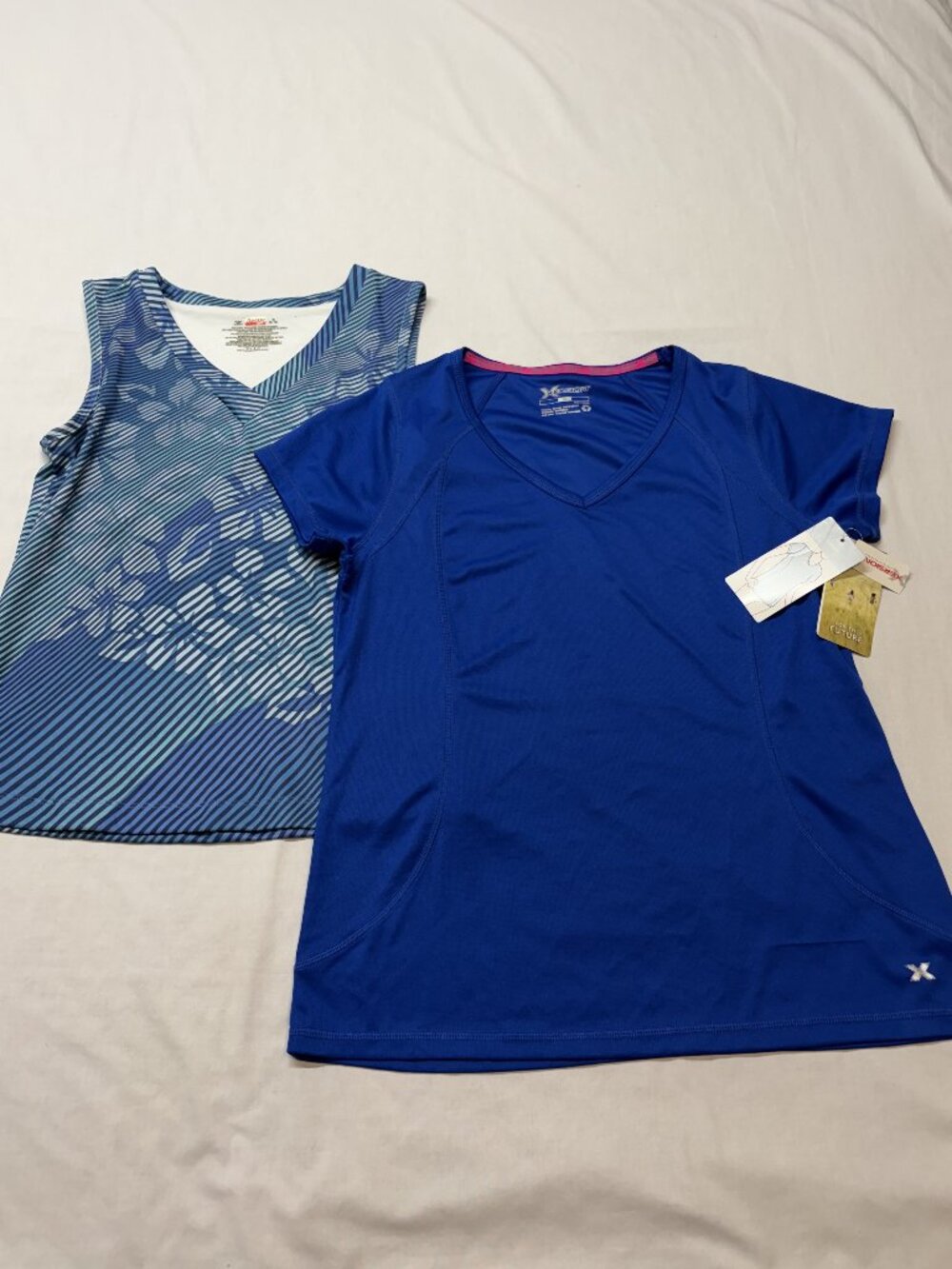 Lot of 2 Women’s M Workout Tops Xersion Tee Danskin Tank Blue Activewear